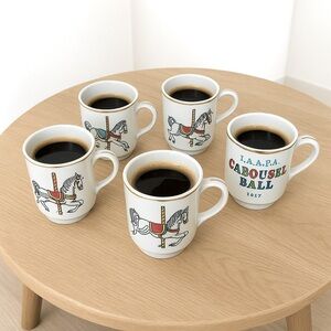 Vintage 1974 IAAPA Carousel Ball Commemorative Mugs (Set of 5) 3.75”
